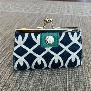 Spartina 449 Natural Linen Kisslock Coin Purse in Navy